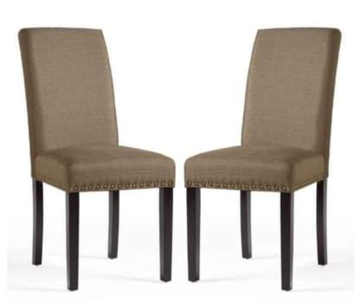 BRAND NEW DHI Nice Nail Head Upholstered Dining Chair, 2 Pack, Pebble Stone (Brown) DHIModel: DC-NC-YH96-14