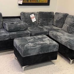 NEW SECTIONAL SOFA WITH STORAGE OTTOMAN, INCLUDING FREE DELIVERY PAY UPON ARRIVAL