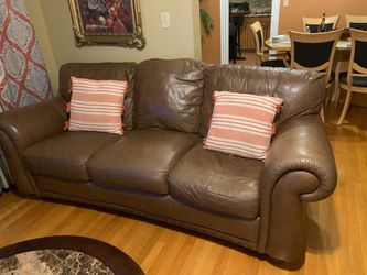 Brown Leather 3-Seat Sofa