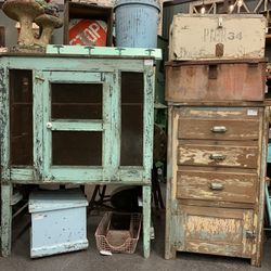 Blue Chippy Rustic Antique Cabinet 