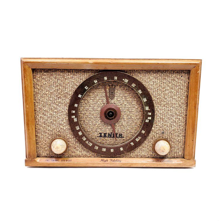 For Repair ** Vintage Zenith Tube Radio High Fidelity B835R AM/FM Wood Table Oak