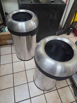 2 commercial trash cans
