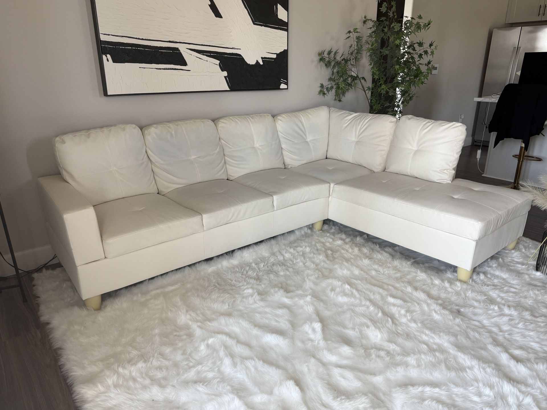 White Faux Leather Couch