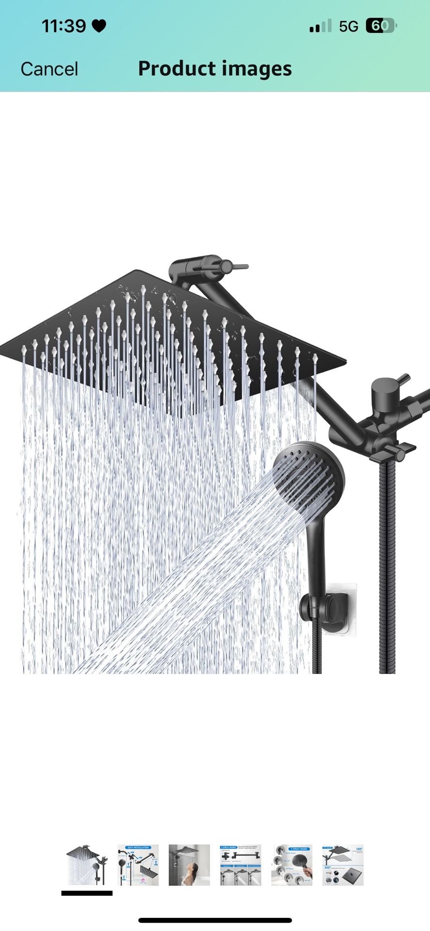 High/Low Pressure Water Rain Shower Head with 11 Inch