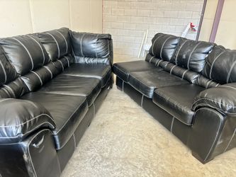 Black Leather L Shaped Sofa