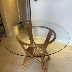 Rattan Glass Top Table