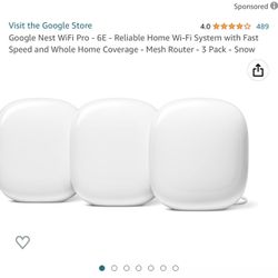 Google Nest WiFi Pro - 6E - Reliable Home Wi-Fi System with Fast Speed and Whole Home Coverage - Mesh Router - 3 Pack