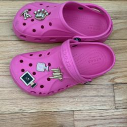 Pink Crocs With Charms 