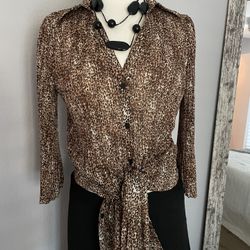 Brown Leopard Print Long Shirt/Dress