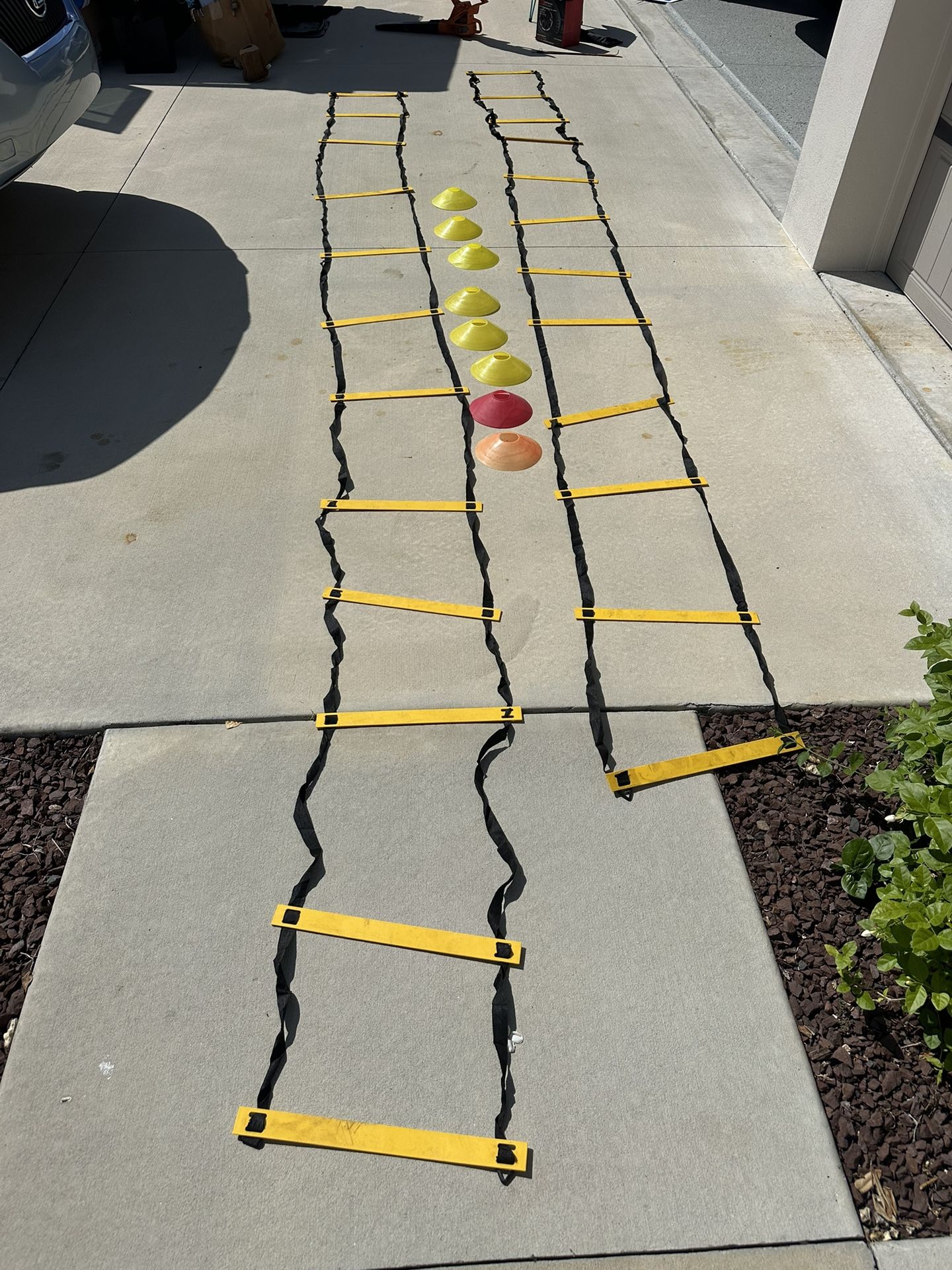 Athletic Training Equipment; Vertical Ladder and 8 Mini-Cones