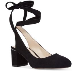 Black Nine West Andrea Leather Lace Up Heel Pumps | Size 7.5 M | Women Shoes