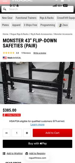 Rogue Monster 43” flip down safeties