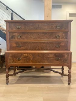 Chest on Stand, Big Dresser with deep drawers 50”x50”, walnut