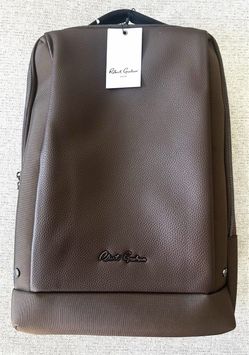 NWT Robert Graham LEATHER Panel Solid Travel Padded Laptop BROWN Backpack!