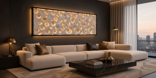 3D modern art backlit wall art light fixture home decor upscale XL