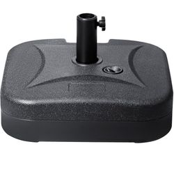 Black Square Plastic Patio Umbrella Base Stand, Grip Handles and Adjustable Knob