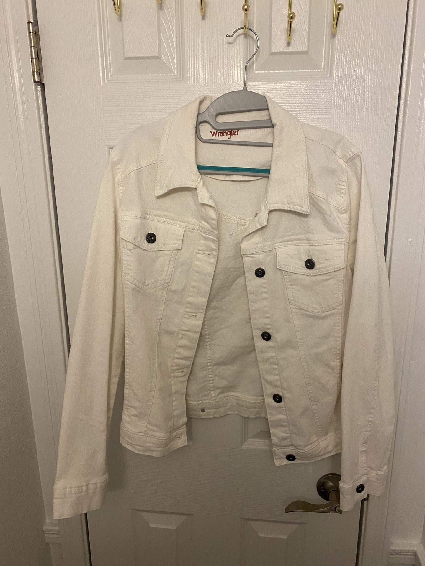 Wrangler Size L White Cotton Denim Jacket Women