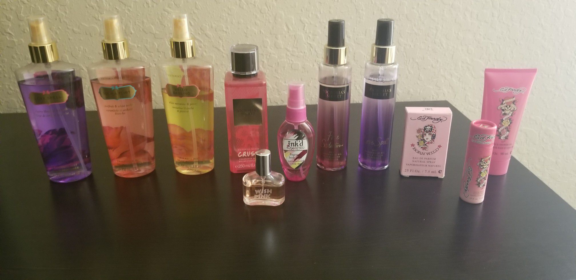 Assorted of Victoria Secret perfume and Ed Hardy