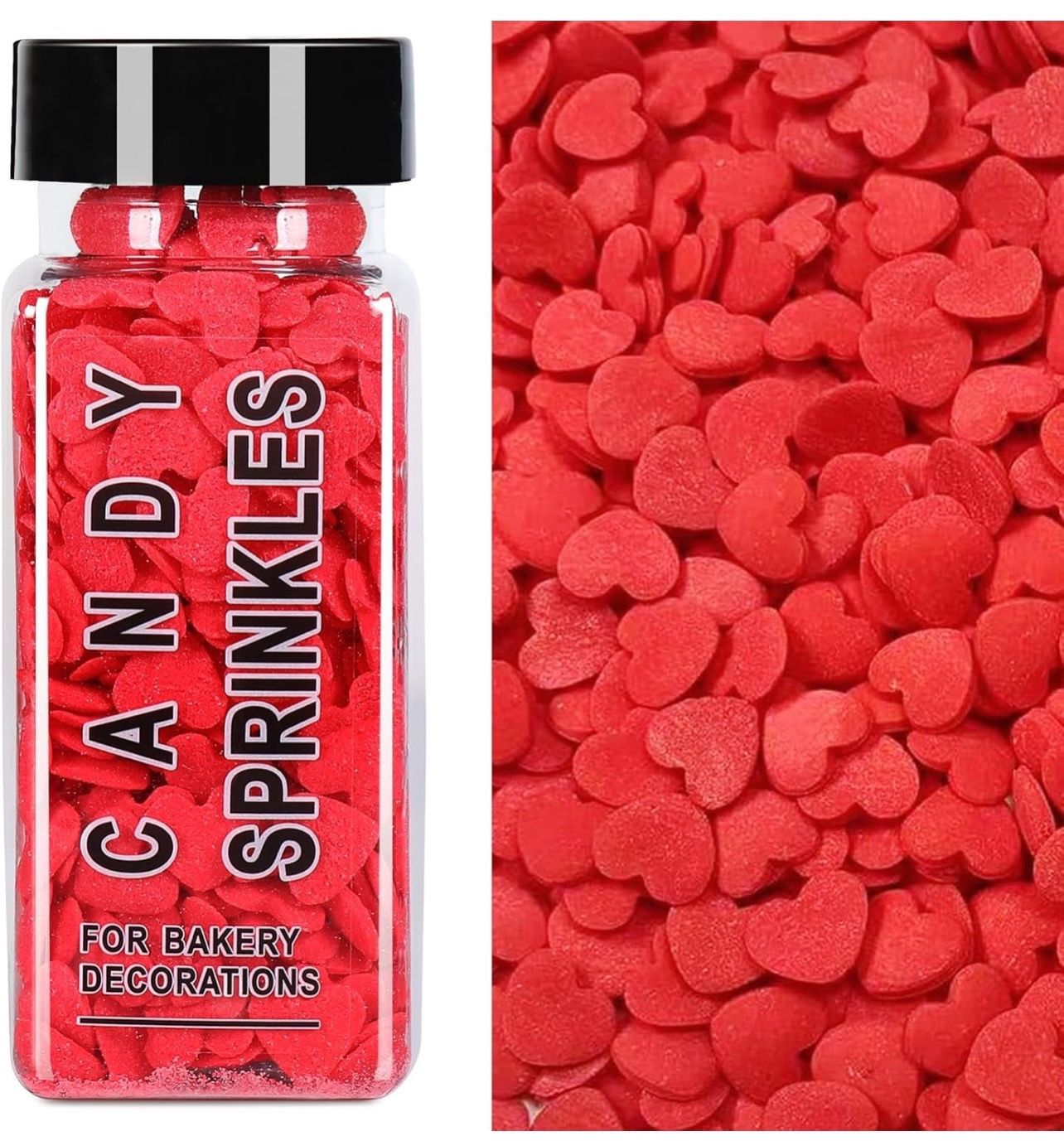 Valentines Sprinkles, Red Heart Sprinkles, Sprinkles for Cake Decorating, Heart Sprinkles Edible for Baking, Ice Cream, Cookies, Cupcake Topper See le