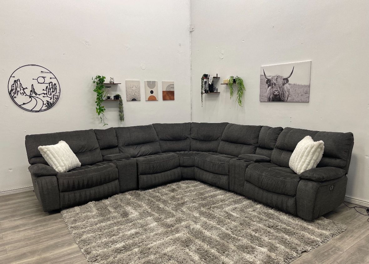 Gray Sectional Recliner Couch - Free Delivery
