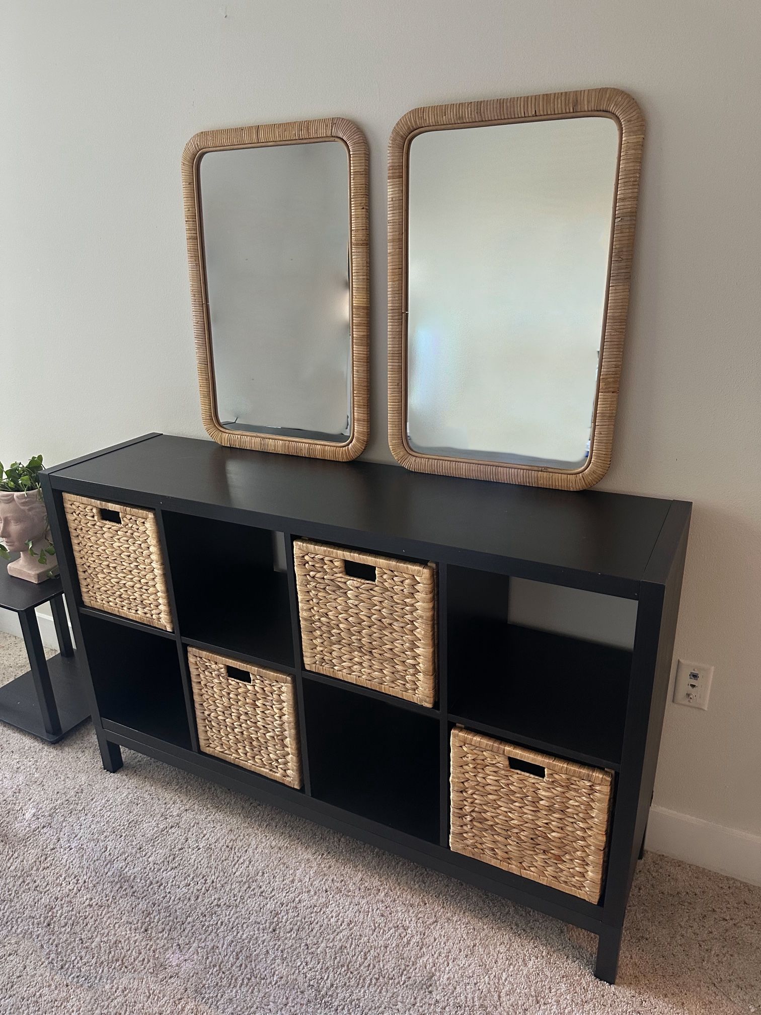 IKEA Kallax Dresser With Bins And Mirrors