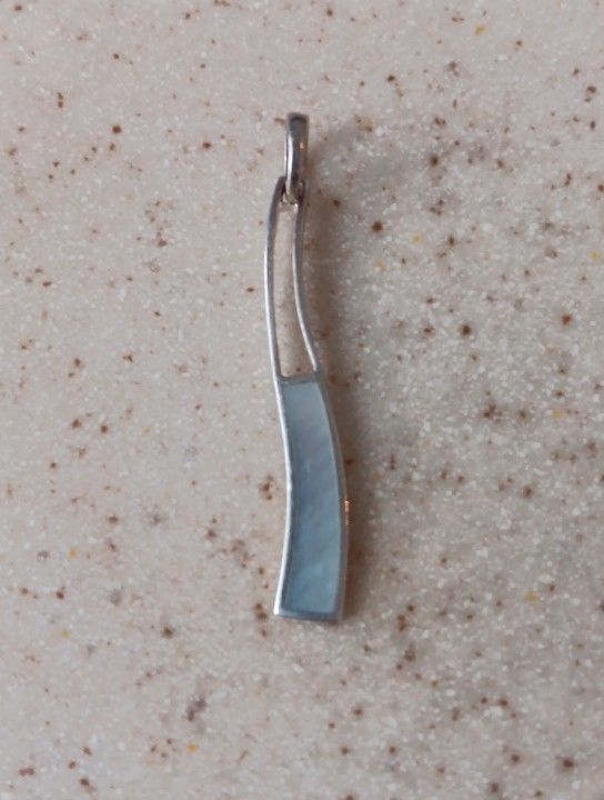 Mother Of Pearl Designer STAMP. 925 RARE Drop Dangle Pendant