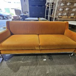 Couch- Orange Velvet Sofa