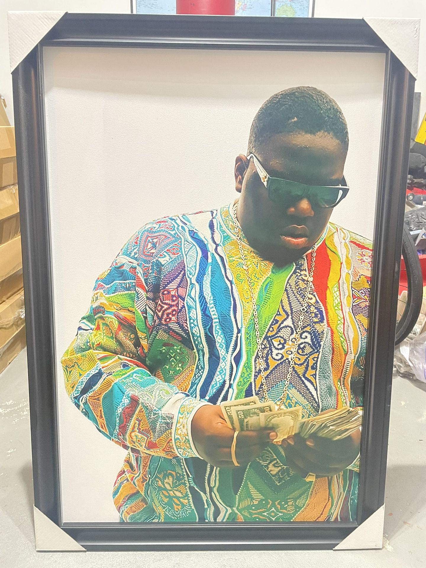 Biggie Smalls Coogi Sweater XL Poster With Frame
