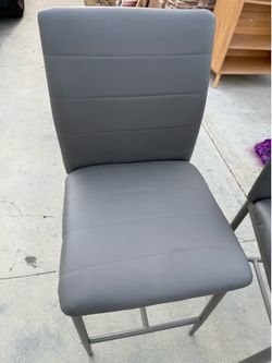 Standard barstool chairs in grey soft leather