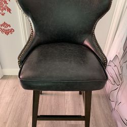Black Leather Stool
