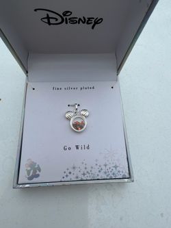 Disney Minnie Mouse “Go Wild”  Fine Silver Plated Halloween Necklace