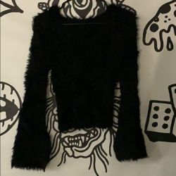Furry long bell sleeve top