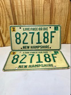 1987 New Hampshire License Plate Pair 82718F