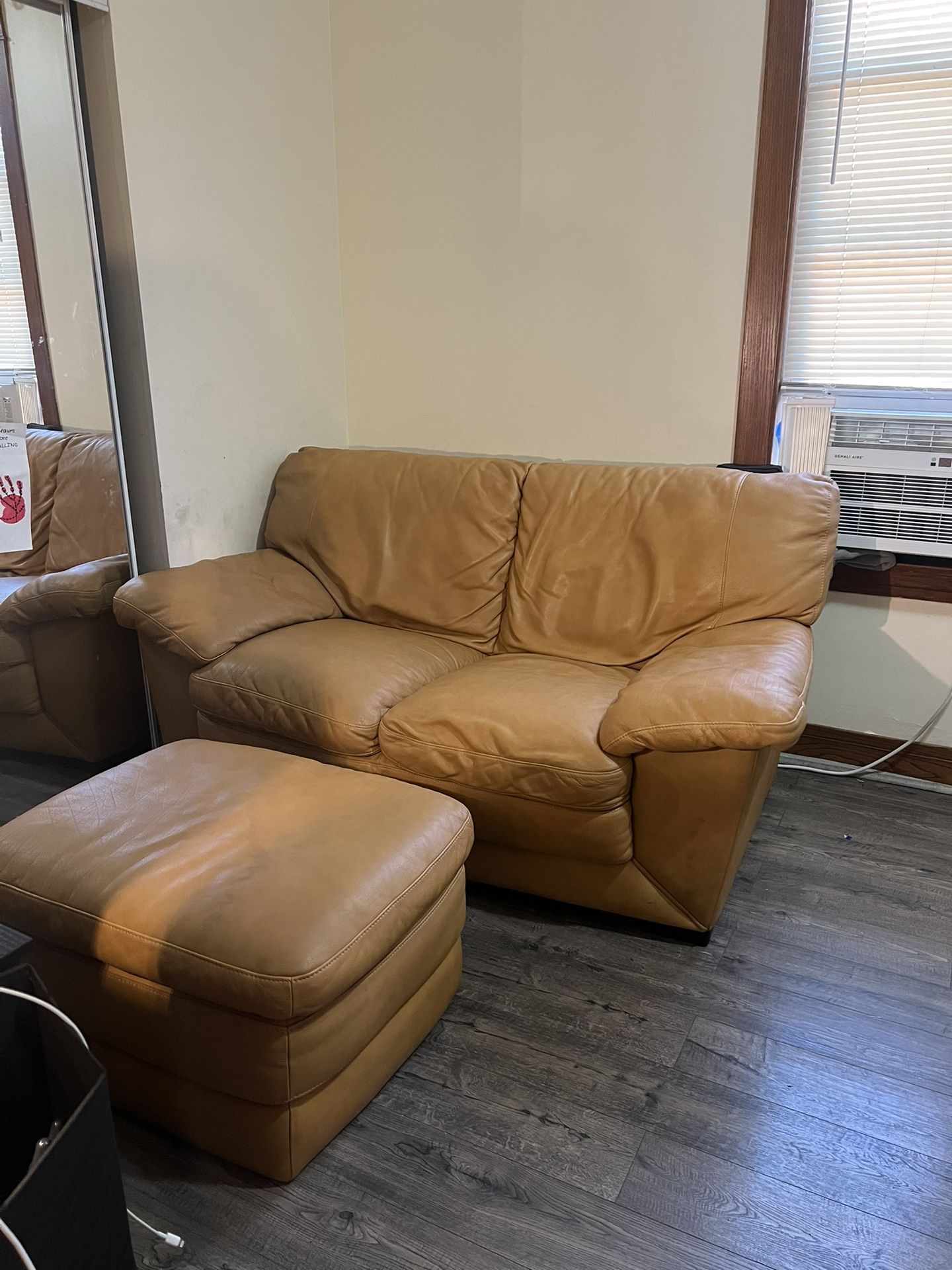 Leather Love Seat & Chase