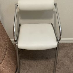 White Feux Leather Accent Chair
