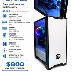💻 Gaming PC – RTX 2070 Super | Ryzen 7 | 24/7 Support | Bilingual – $800 OBO