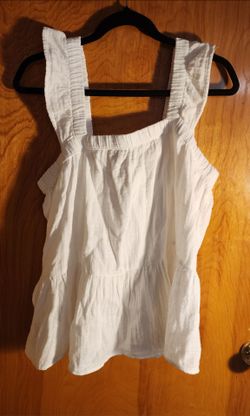 White Tiered Ruffle Strap Tank Top