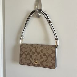 Coach Brown Monogram Crossbody Bag with Gold Hardware