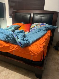 King size platform bed with headboard
