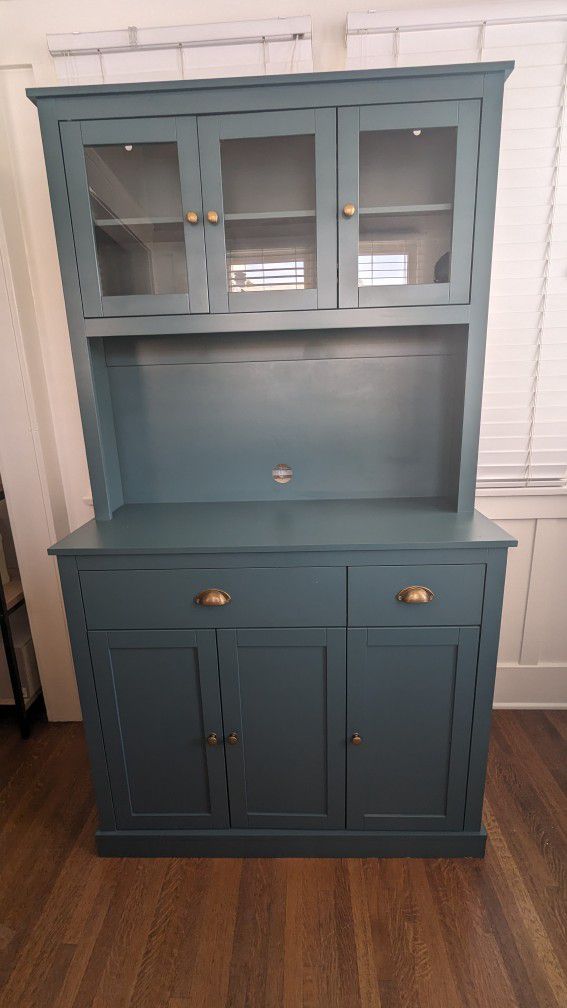 Teal Blue Kitchen Pantry Cabinet Storage 