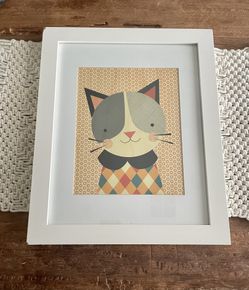 Framed Glass Cat Print