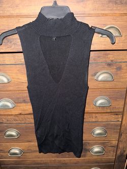 Black Sleeveless Ribbed Knit Top
