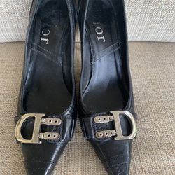 Dior Shoes In Black With a Silver D Hardware Size 7  With a 3” Heel