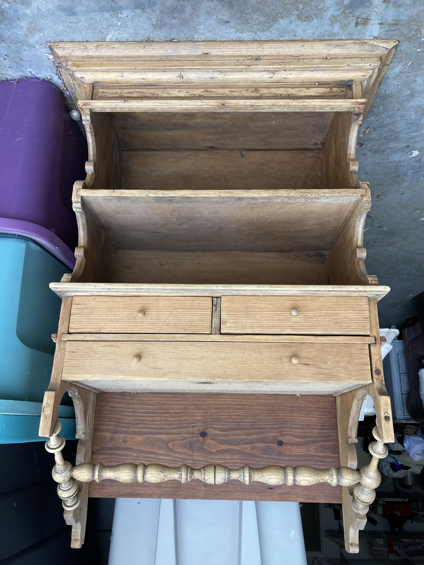 Antique Curio Pine Cabinet