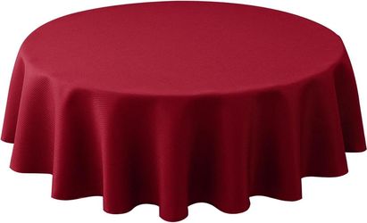 Biscaynebay Round Christmas Tablecloths 60 inch for Round Tables, Red Textured Fabric