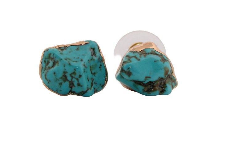 Natural Turquoise Gold Stud Earrings NTGSE1