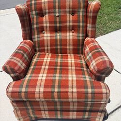 Retro Vintage Ethan Allen Traditional Classics Plaid/Flannel Arm Chair 🪑
