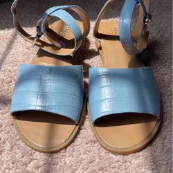 Size 8.5  Blue Leather Sandals 