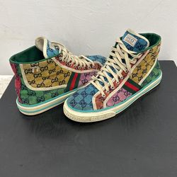 Gucci Tennis 1977 GG High Top Sneakers Multicolor Canvas