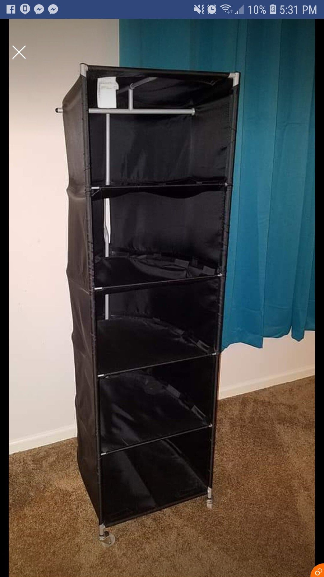 IKEA Almhult Black Laundry Basket Sorter 5 Shelves W/ Wheels 64" x 19" x 25" Lightweight Heavy Duty